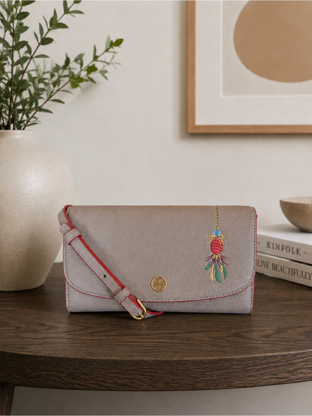 Tory Burch Robinson Pebbled Leather Chain Wallet